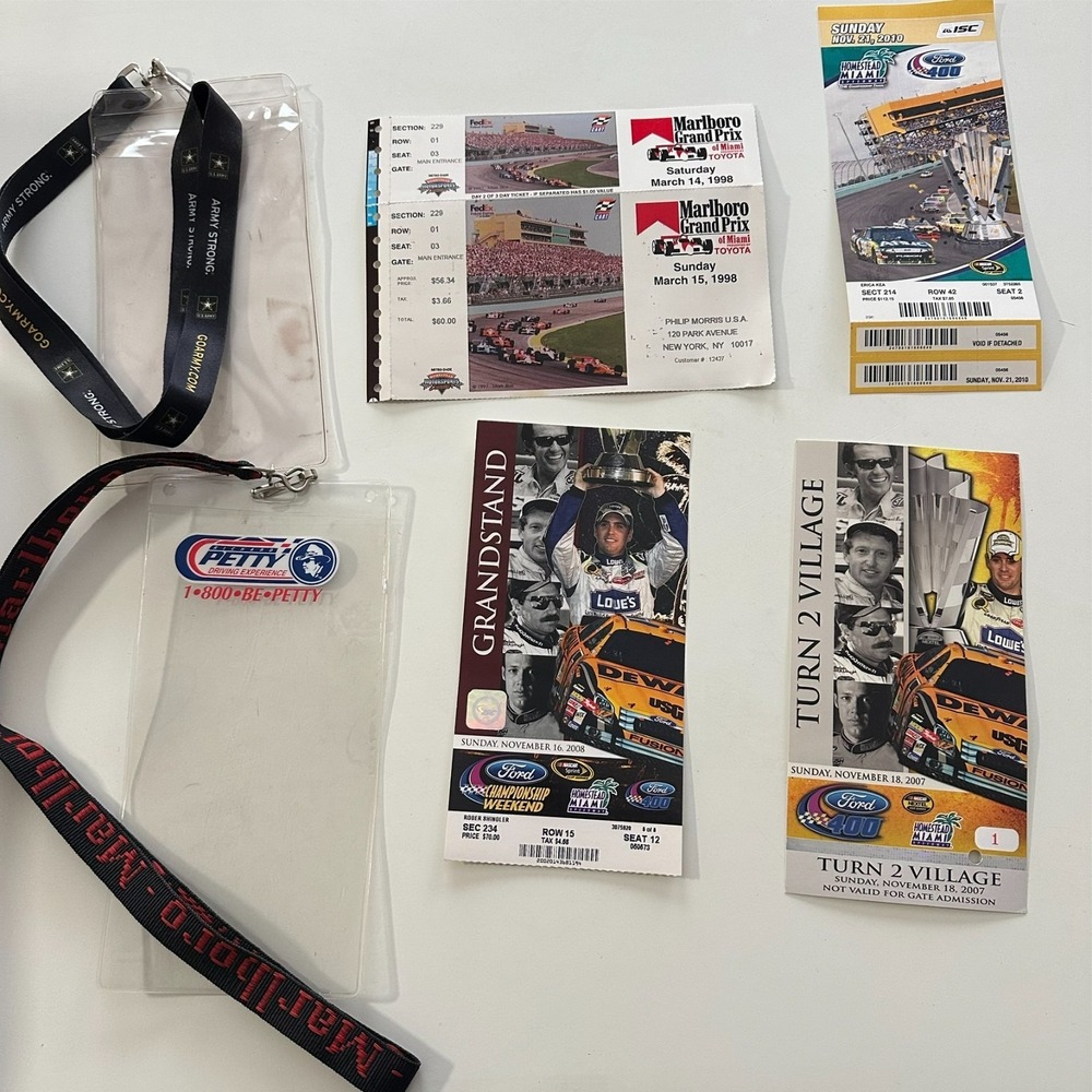 Vintage Racing Ticket Lot (4) Marlboro Grand Prix Miami 1998 + Ford 400 07/08/10